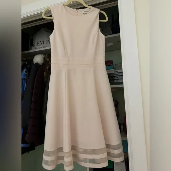 Calvin Klein | Dresses | Calvin Klein Knee Length Peach Colored Dress With  Mesh Detailing | Poshmark
